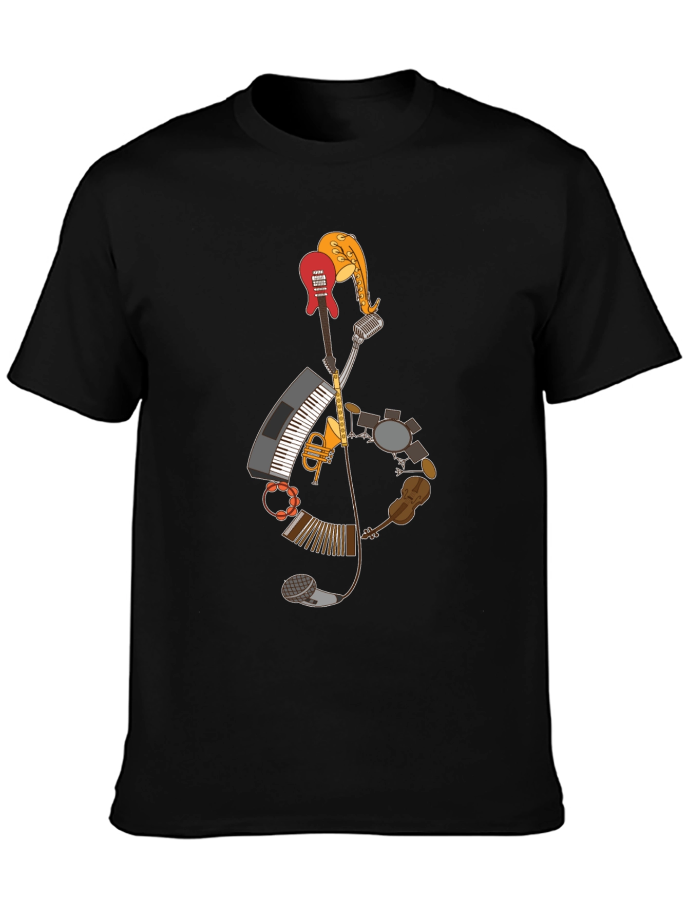 Musical Instruments Treble Clef Graphic T-Shirt