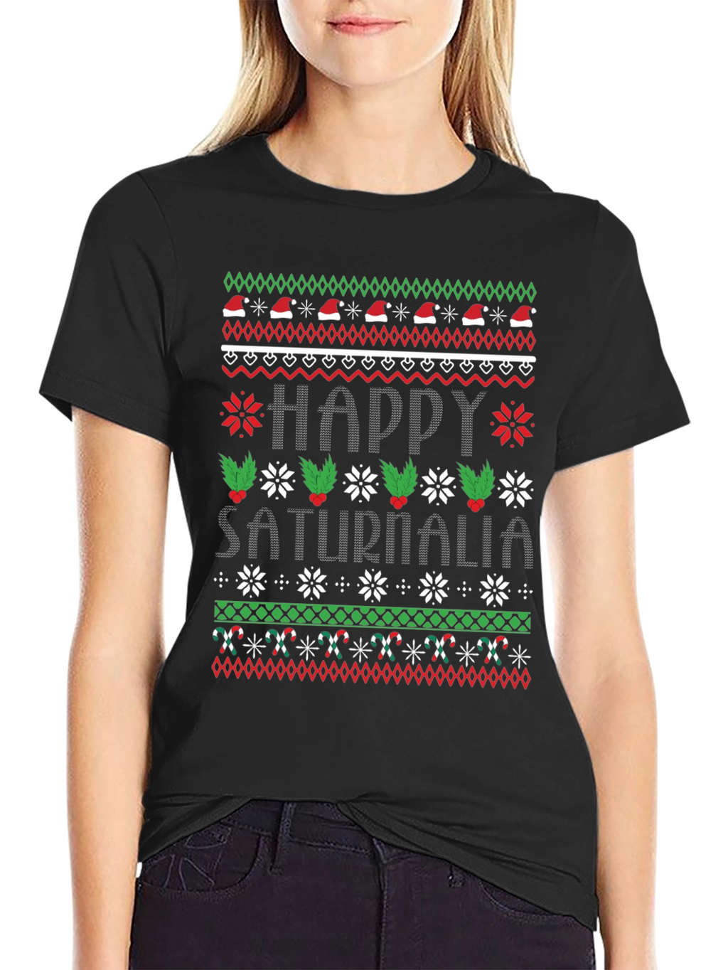 Happy Saturnalia Ugly Christmas Sweater Style T-Shirt