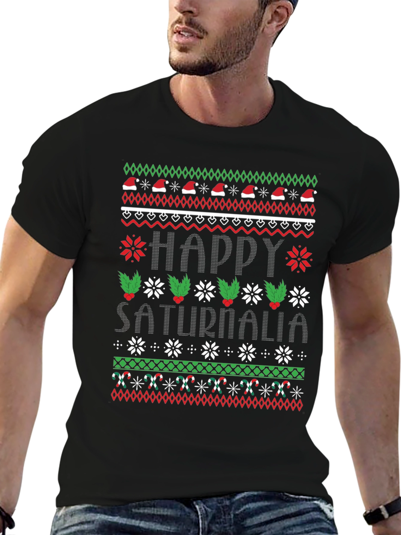Happy Saturnalia Ugly Christmas Sweater Style T-Shirt