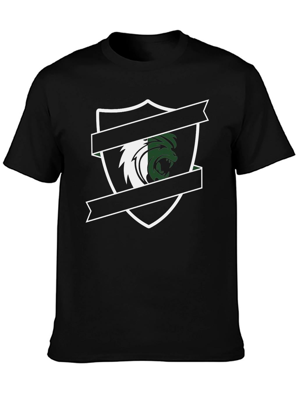 Mens Black Graphic Tee - Lion Crest Design