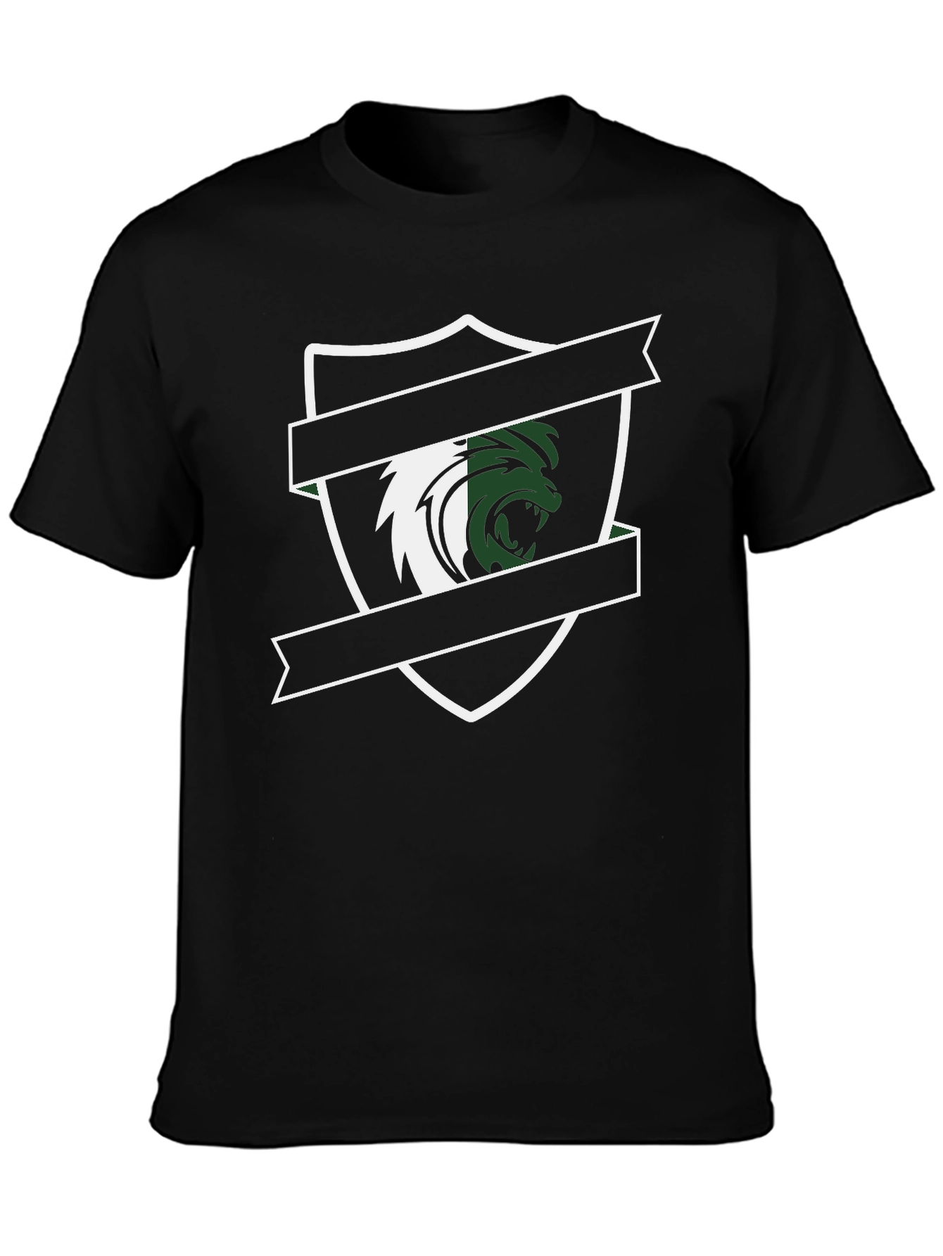 Mens Black Graphic Tee - Lion Crest Design