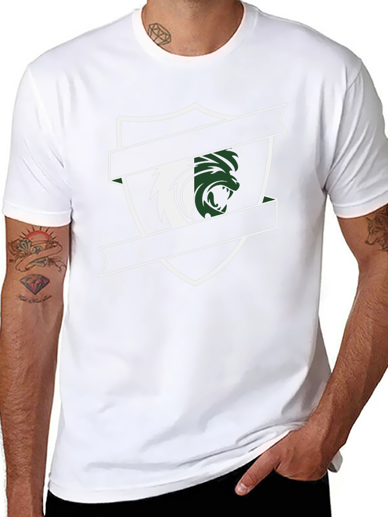 Mens Black Graphic Tee - Lion Crest Design
