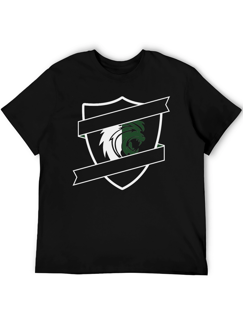 Mens Black Graphic Tee - Lion Crest Design