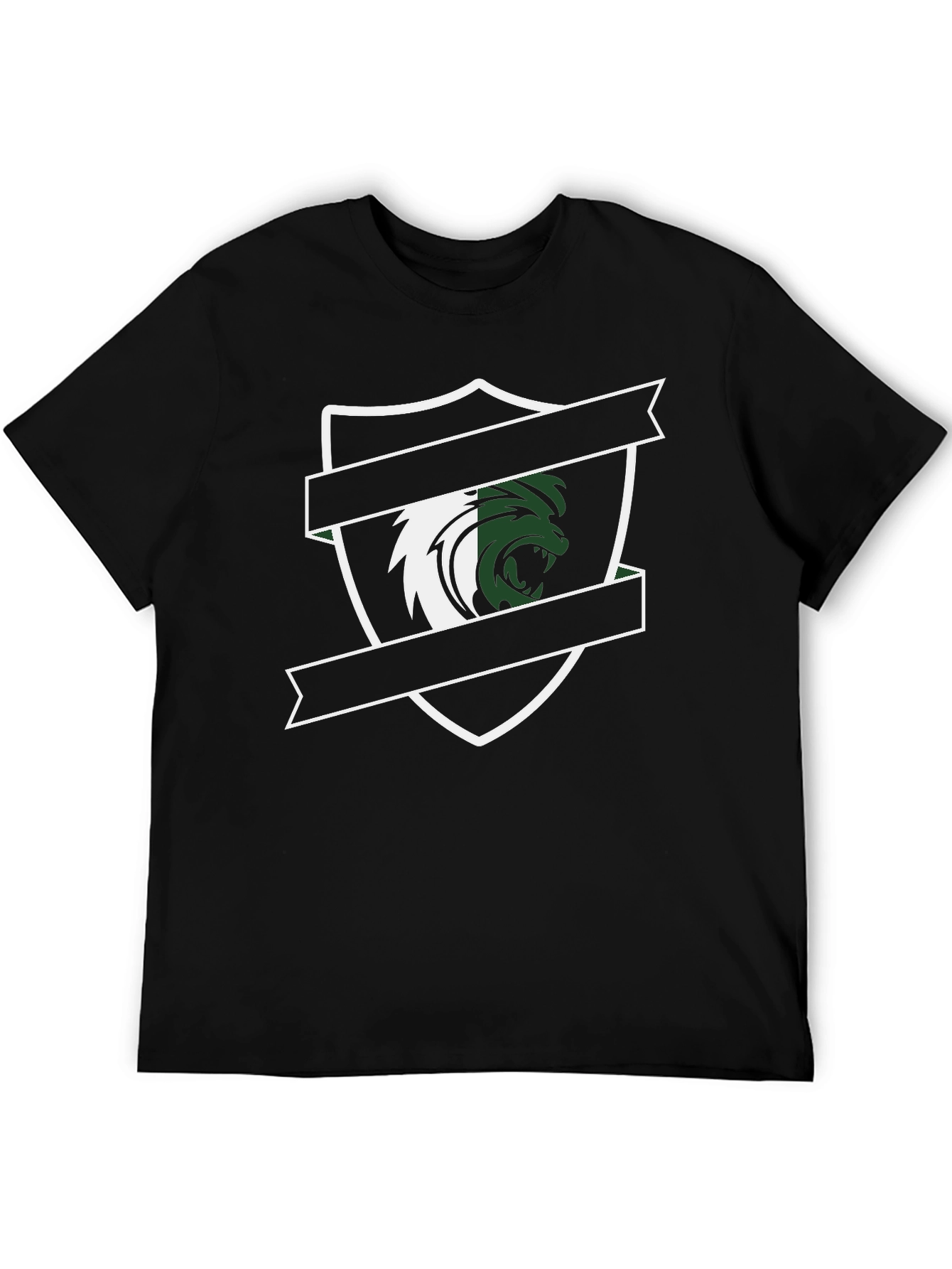 Mens Black Graphic Tee - Lion Crest Design