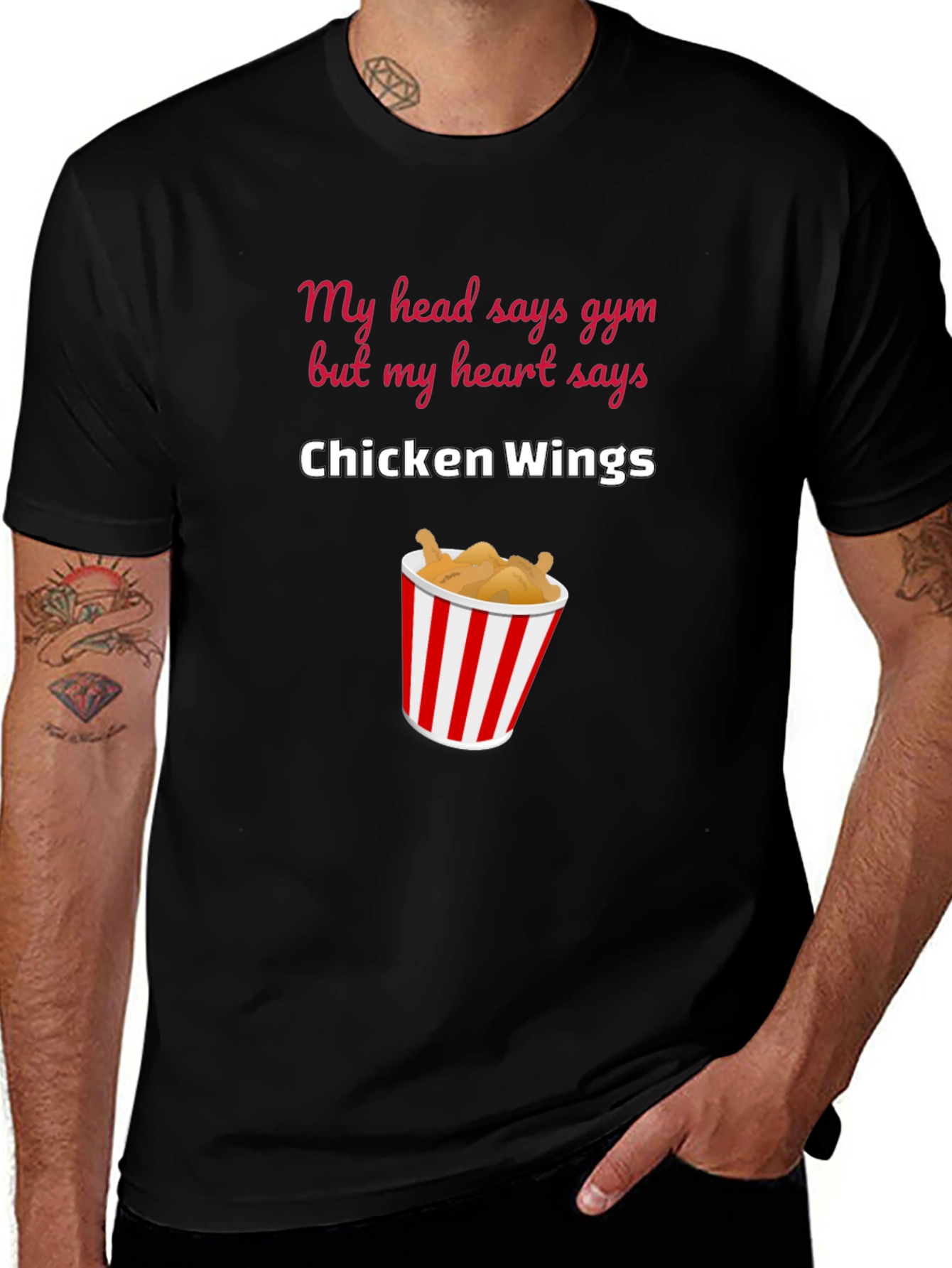Chicken Wings Gym Humor Graphic T-Shirt
