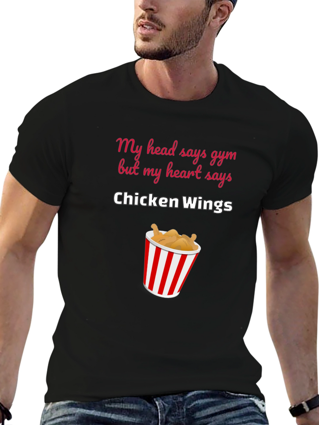 Chicken Wings Gym Humor Graphic T-Shirt