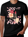 Blossom Beauty T-Shirt: Makeup & Floral Design