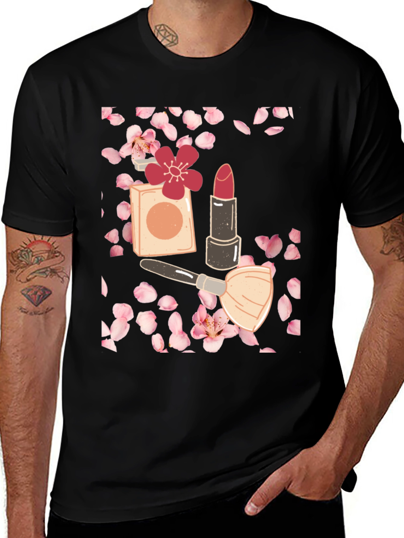 Blossom Beauty T-Shirt: Makeup & Floral Design