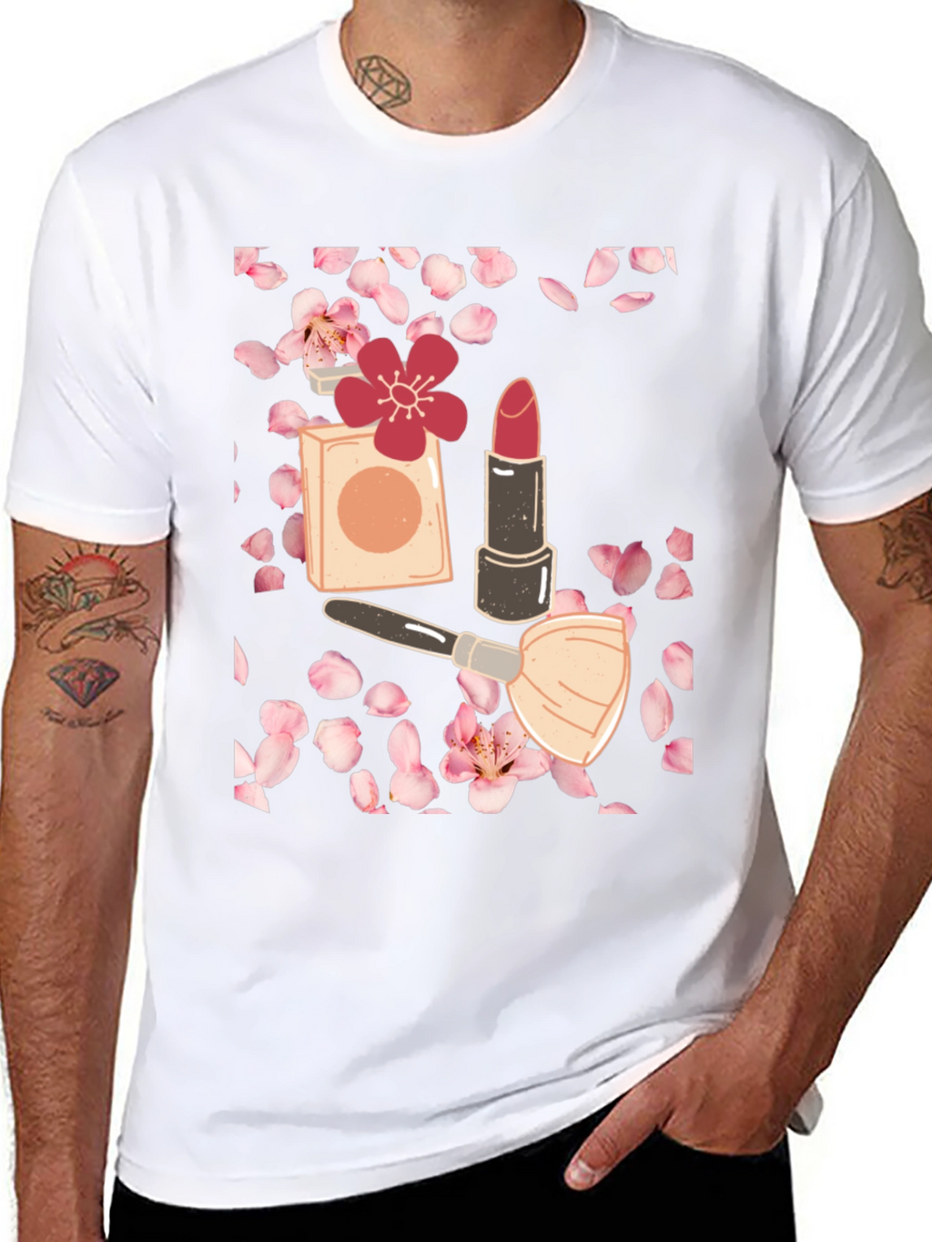 Blossom Beauty T-Shirt: Makeup & Floral Design