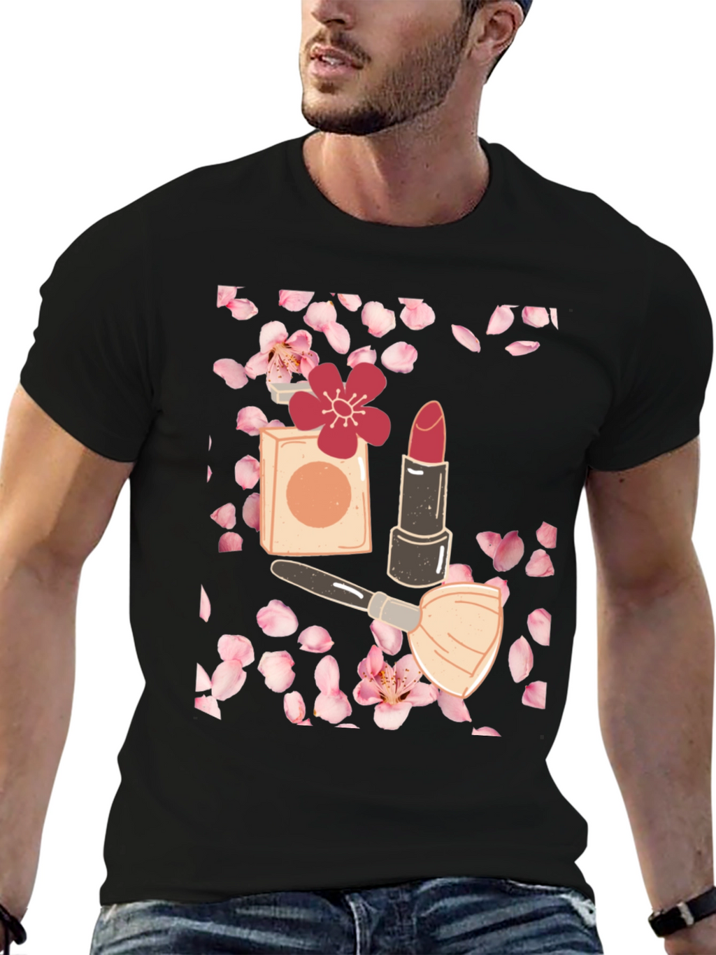 Blossom Beauty T-Shirt: Makeup & Floral Design