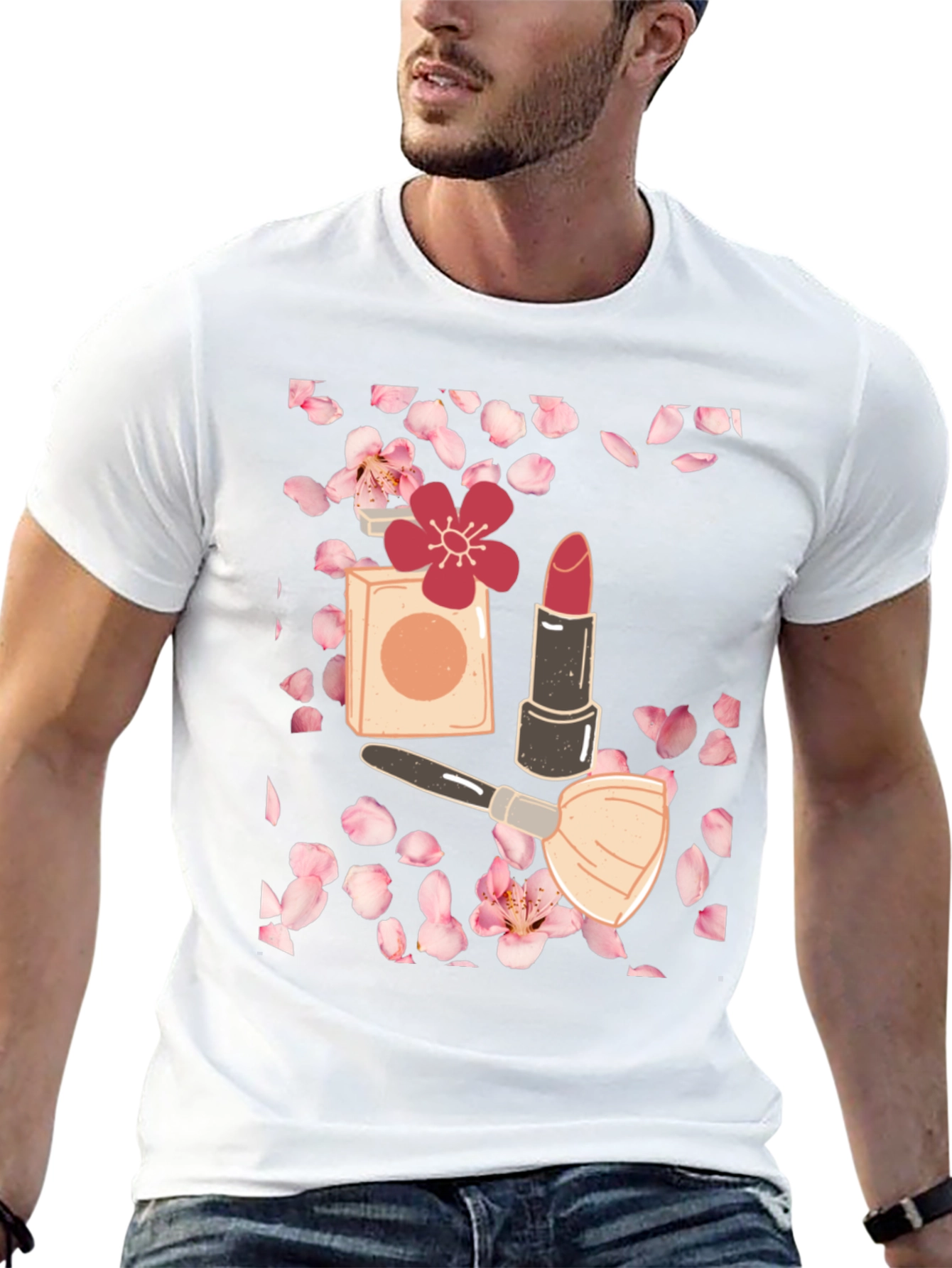 Blossom Beauty T-Shirt: Makeup & Floral Design