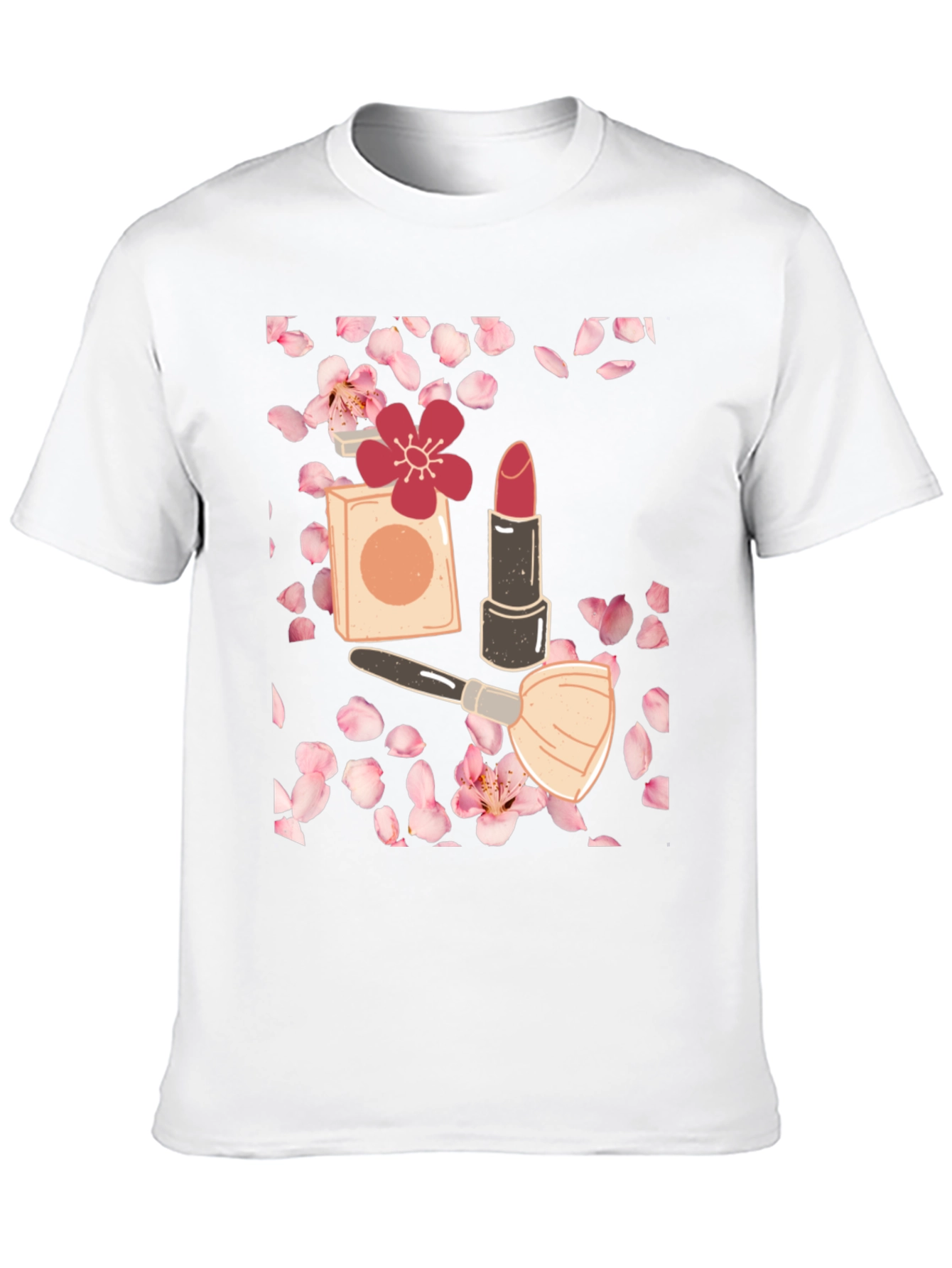 Blossom Beauty T-Shirt: Makeup & Floral Design