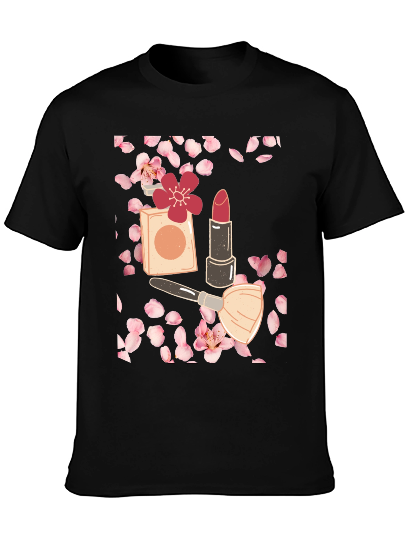 Blossom Beauty T-Shirt: Makeup & Floral Design