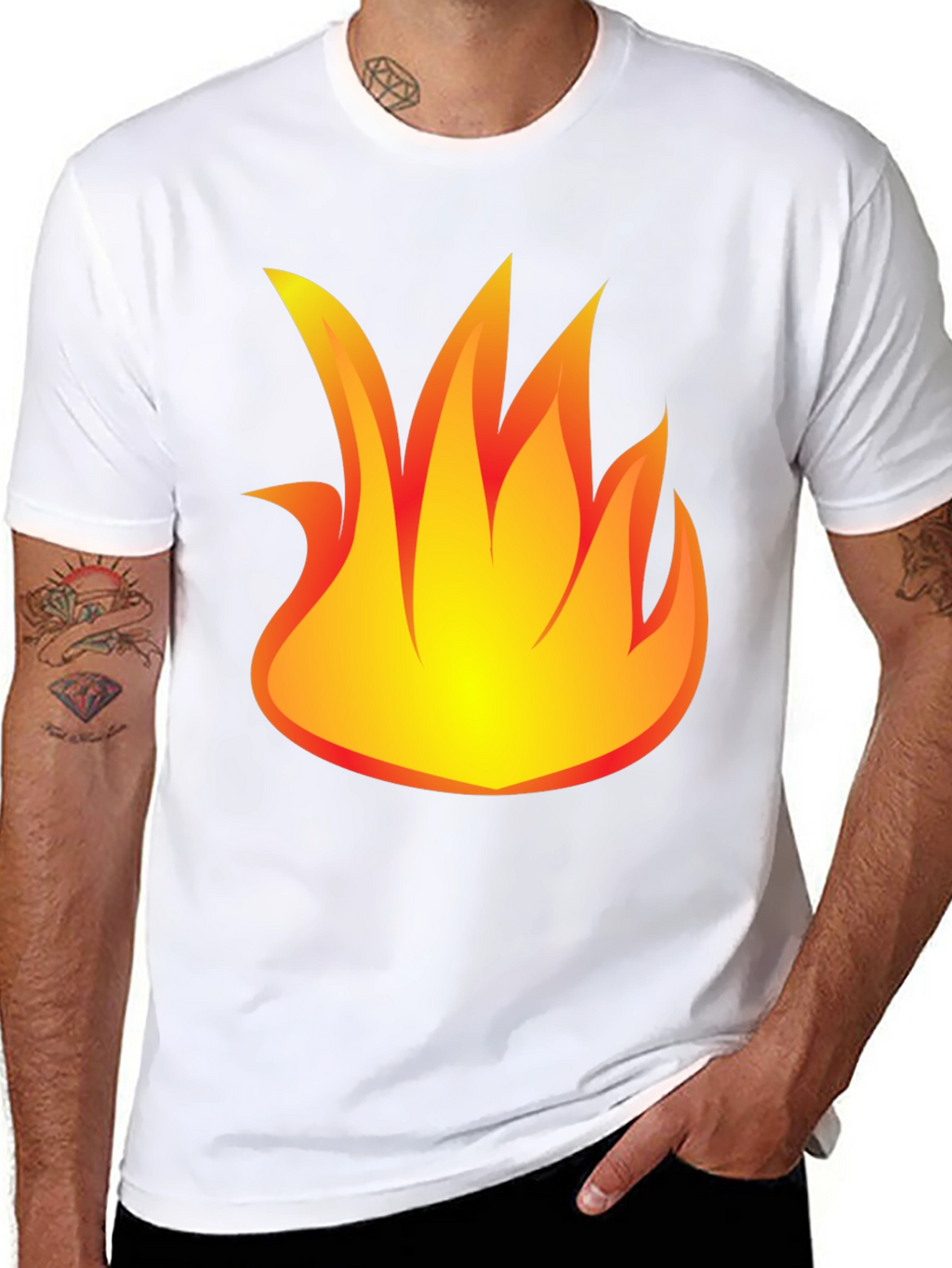 Fiery Graphic Print Black T-Shirt