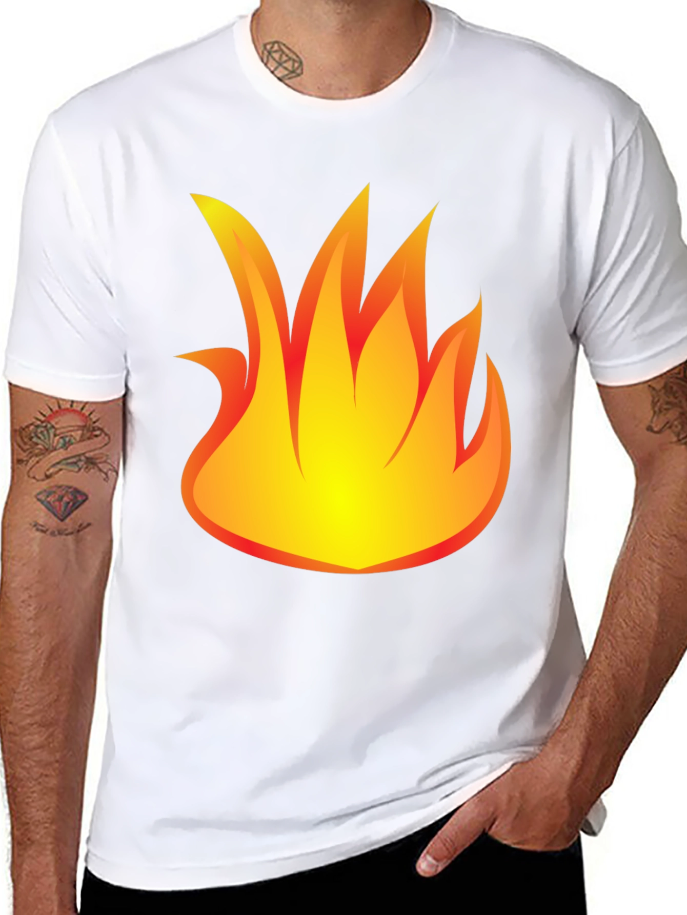 Fiery Graphic Print Black T-Shirt