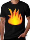 Fiery Graphic Print Black T-Shirt