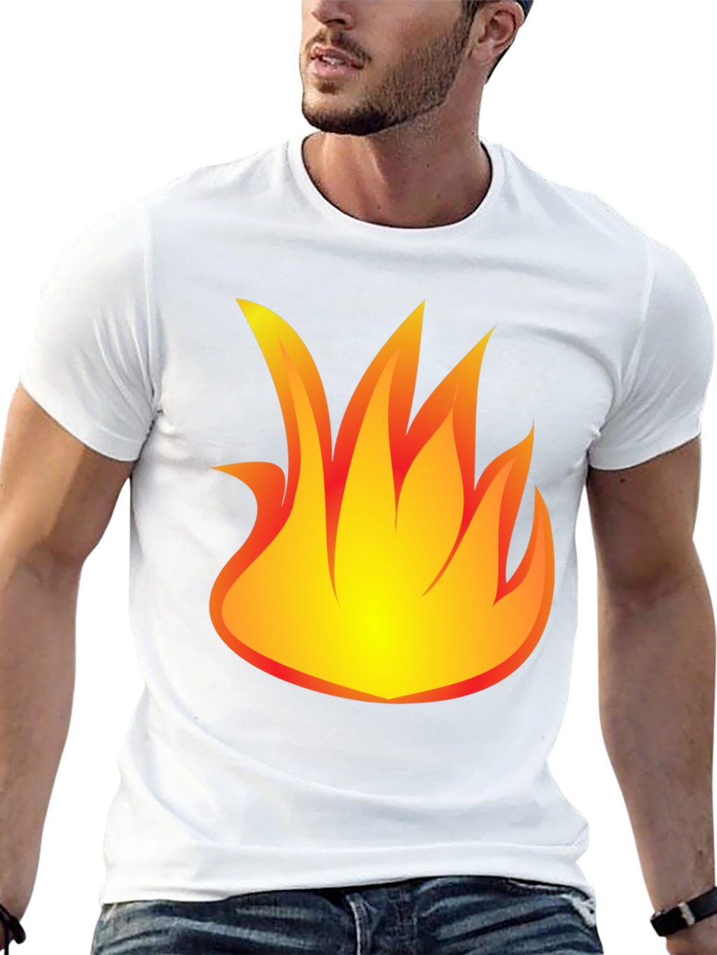 Fiery Graphic Print Black T-Shirt