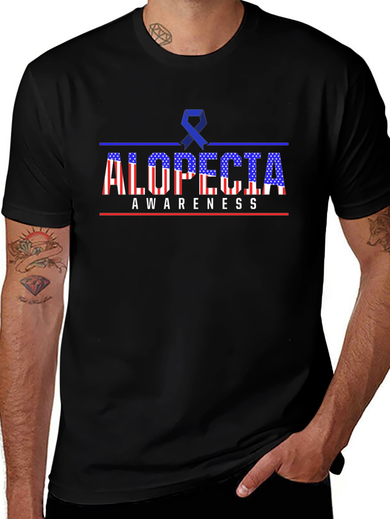 Alopecia Awareness T-Shirt - Patriotic Design