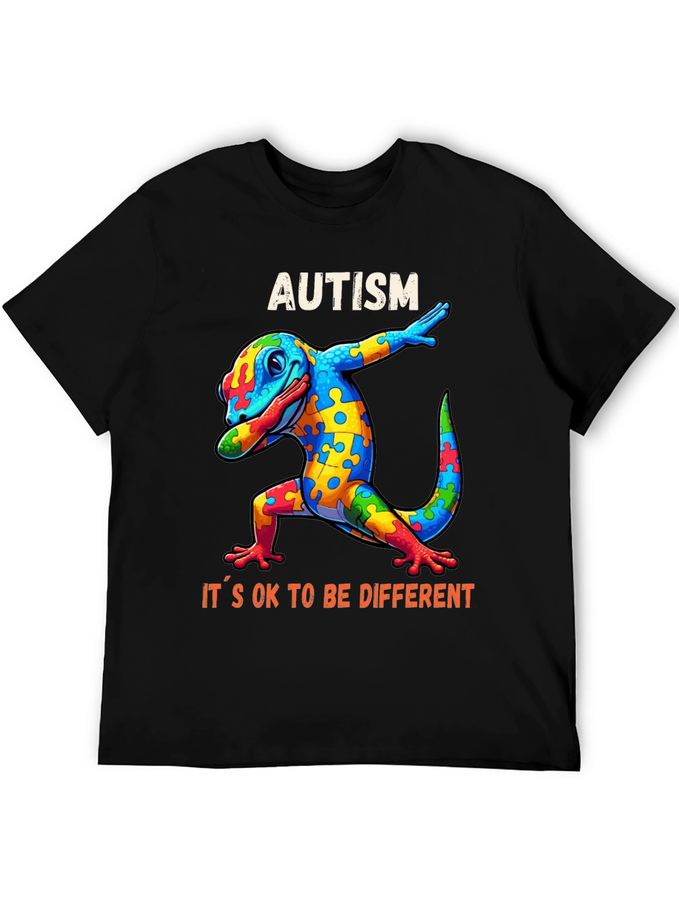 Autism Awareness Lizard Graphic Tee - Its OK To Be Different