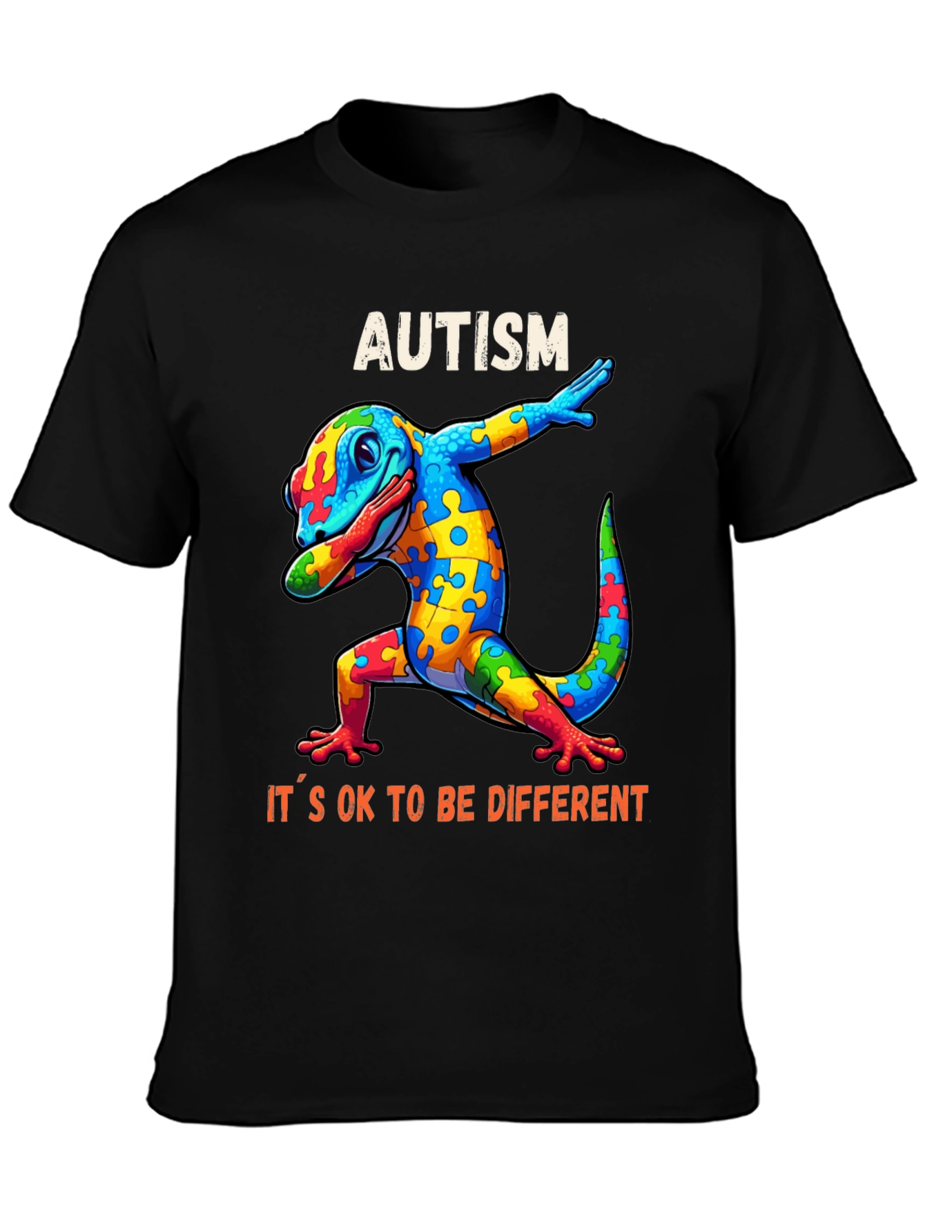 Autism Awareness Lizard Graphic Tee - Its OK To Be Different