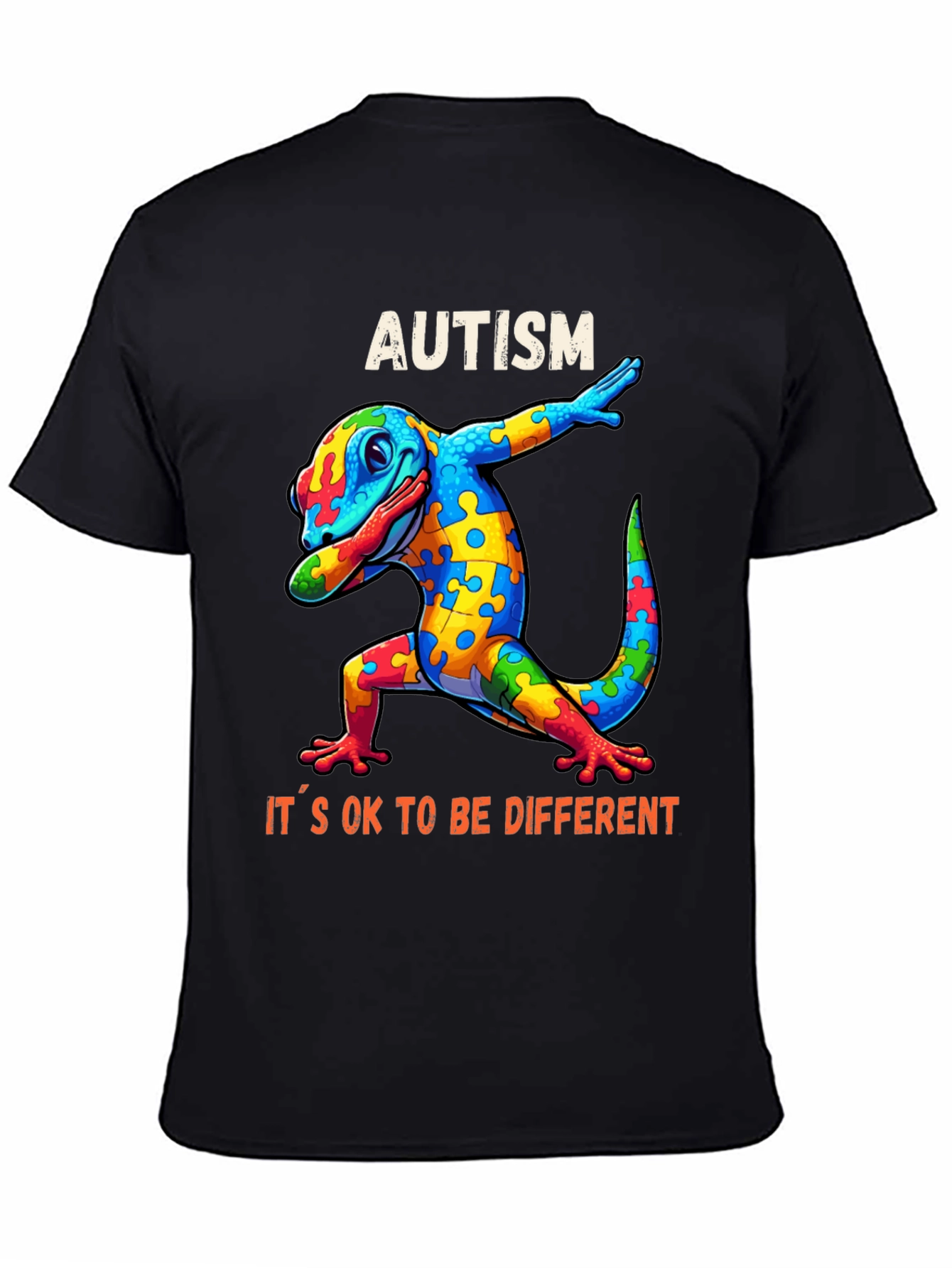 Autism Awareness Lizard Graphic Tee - Its OK To Be Different