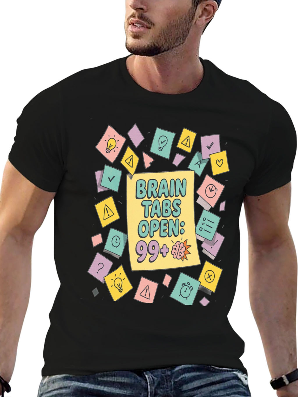 Brain Tabs Open T-Shirt - Clever Graphic Tee