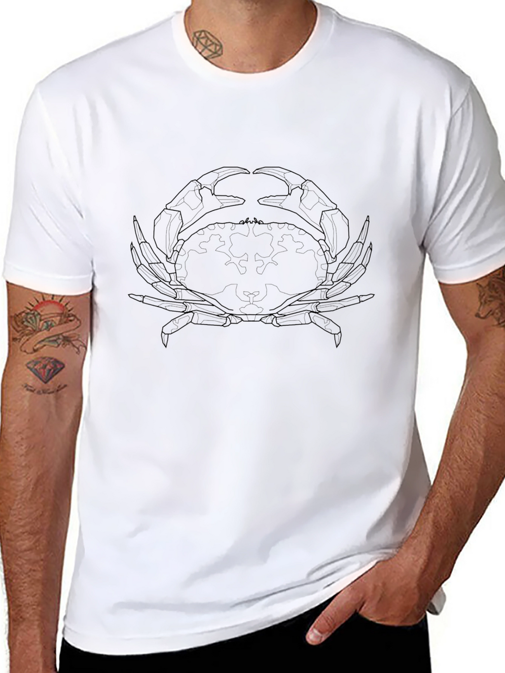 Black Crab Outline Graphic Tee