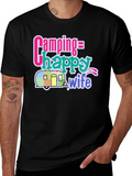 Camping = Happy Wife T-Shirt - Black