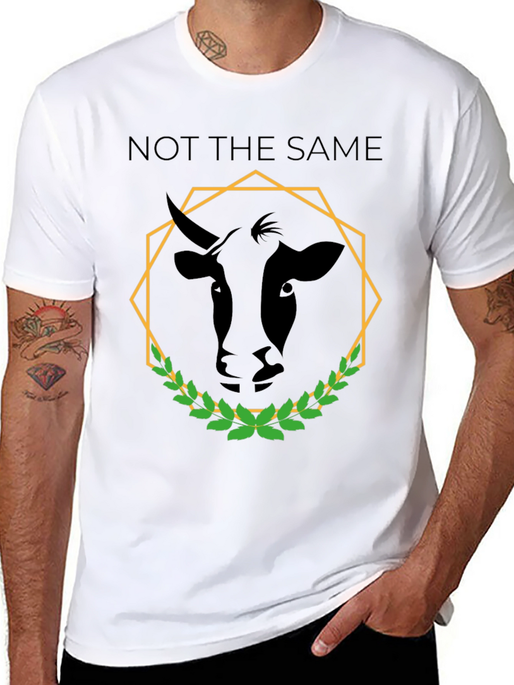 Not The Same T-Shirt with Geometric Cow Design