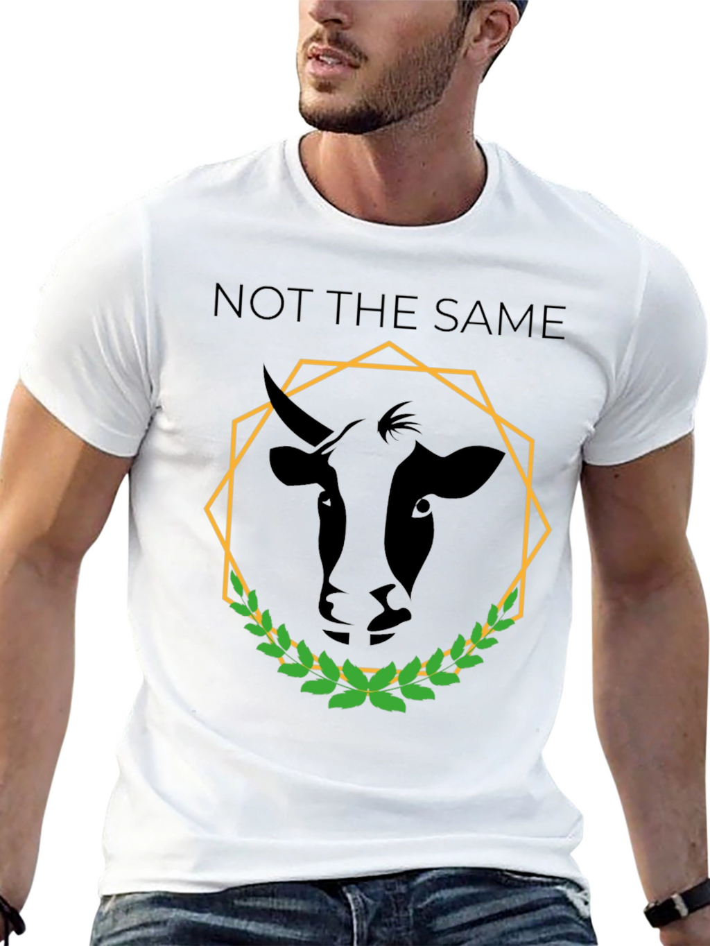 Not The Same T-Shirt with Geometric Cow Design