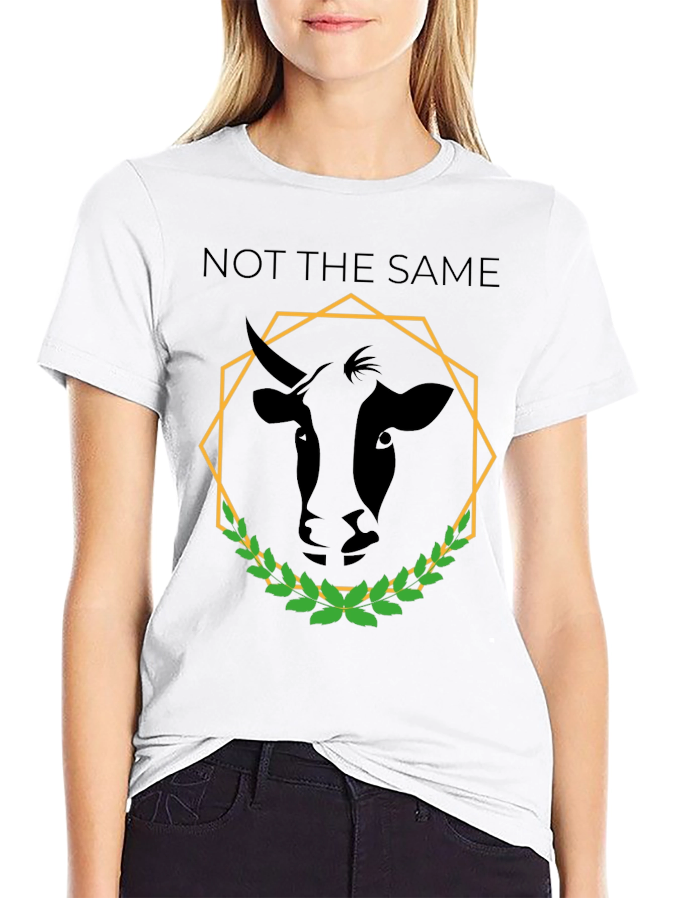 Not The Same T-Shirt with Geometric Cow Design