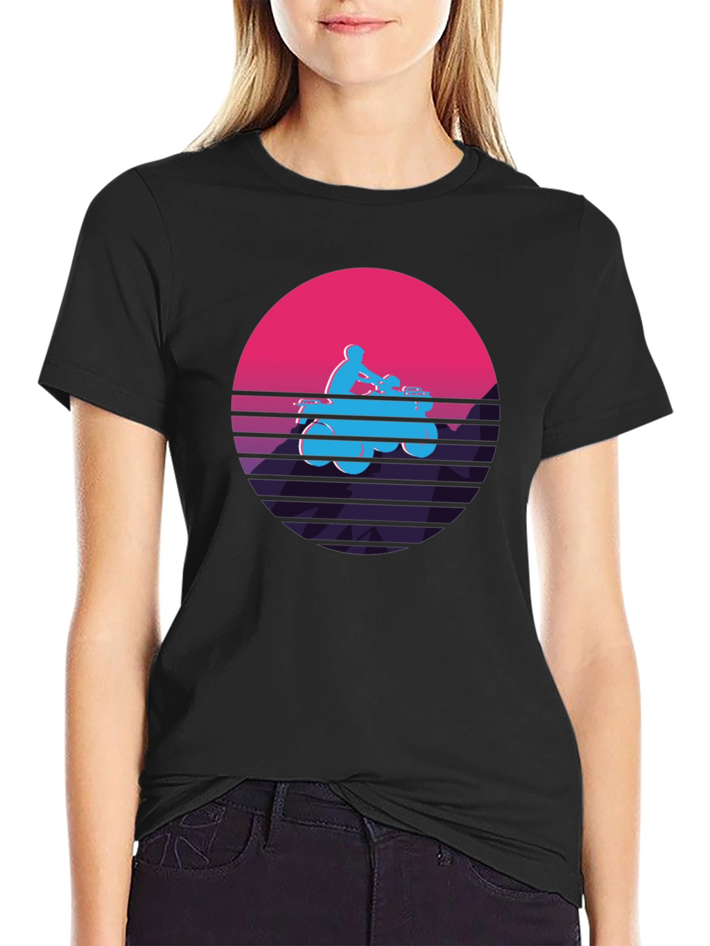 Retro ATV Rider Graphic Tee - Black
