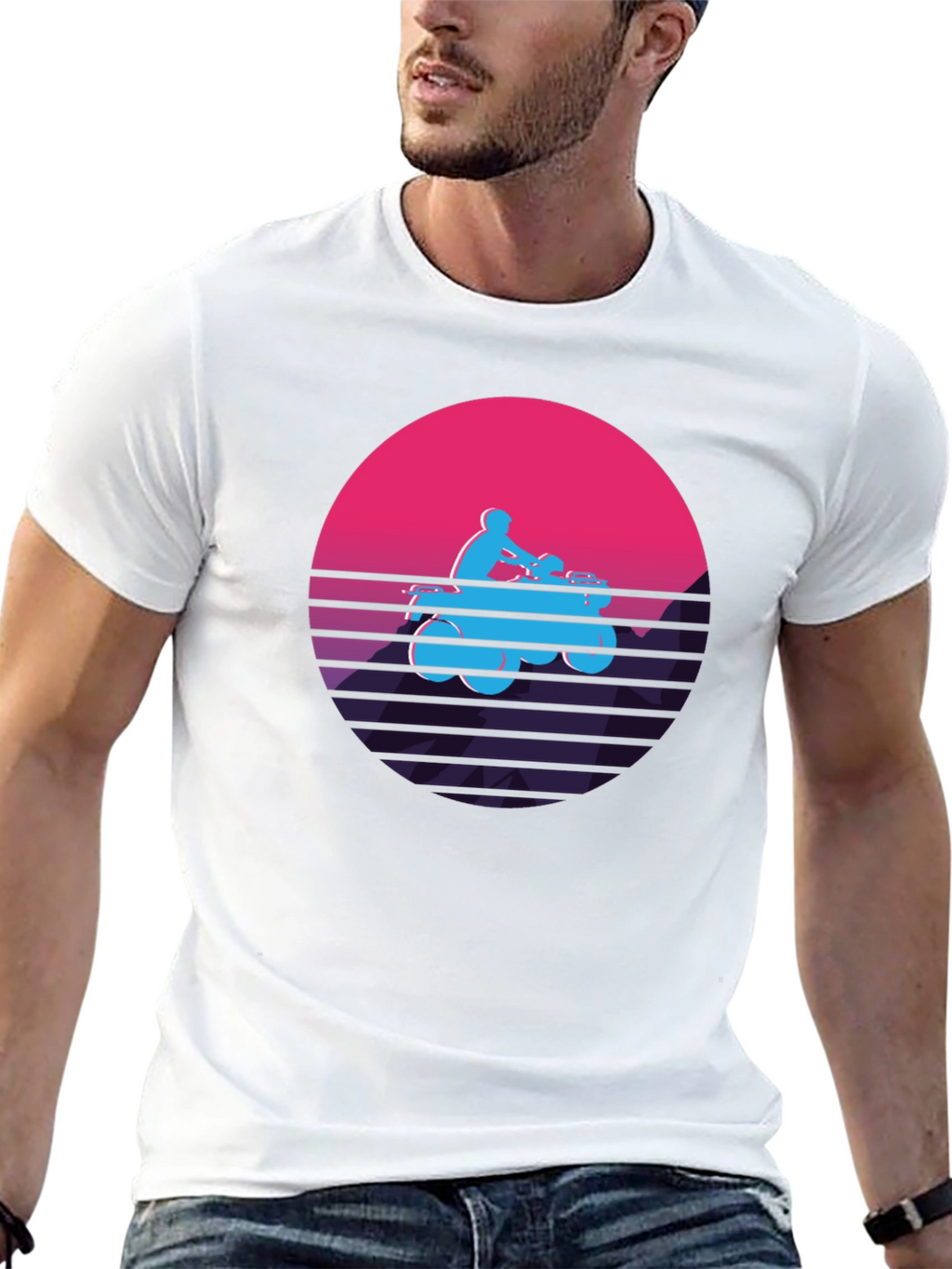 Retro ATV Rider Graphic Tee - Black
