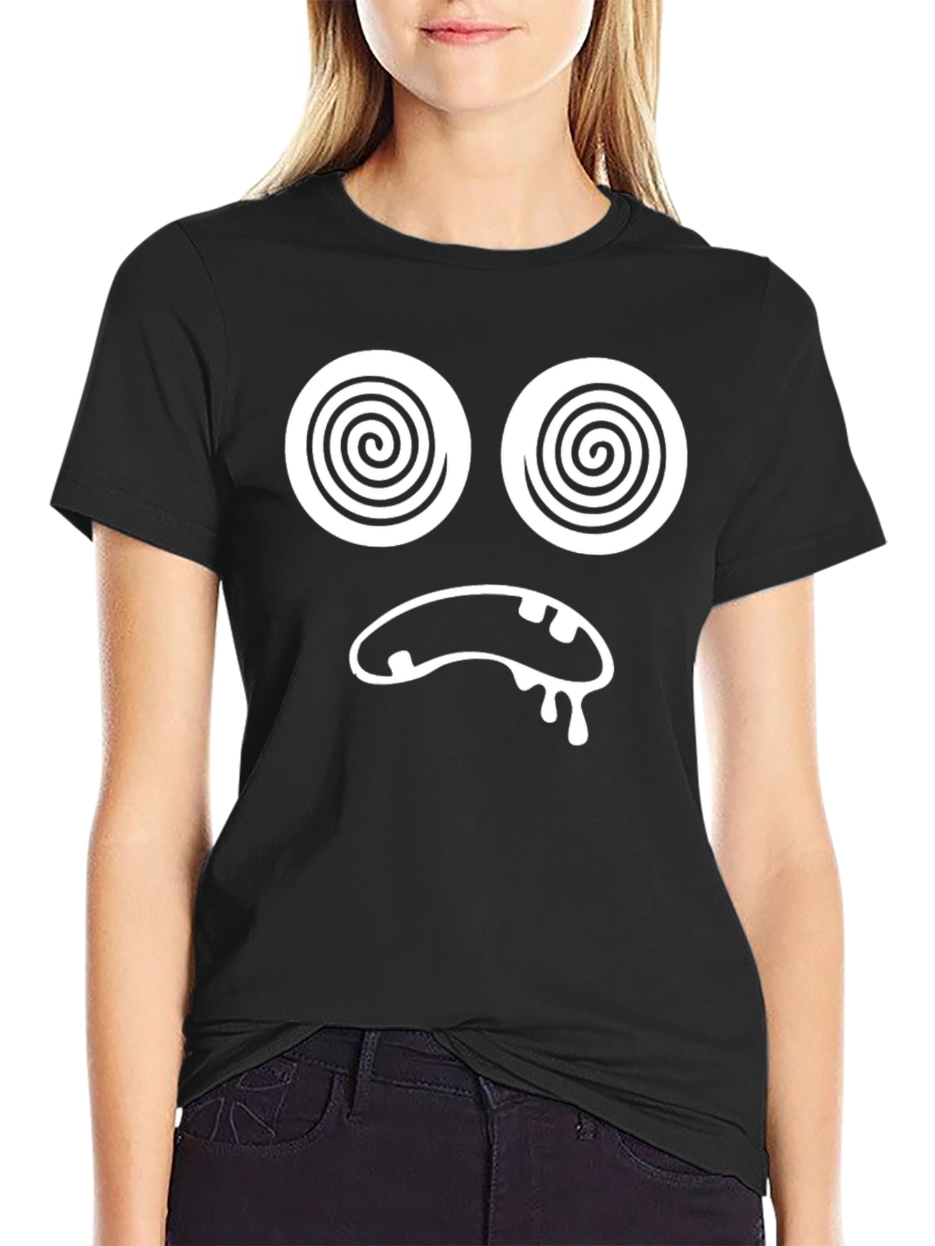 Funny Dizzy Face Graphic T-Shirt - Unisex Black Tee