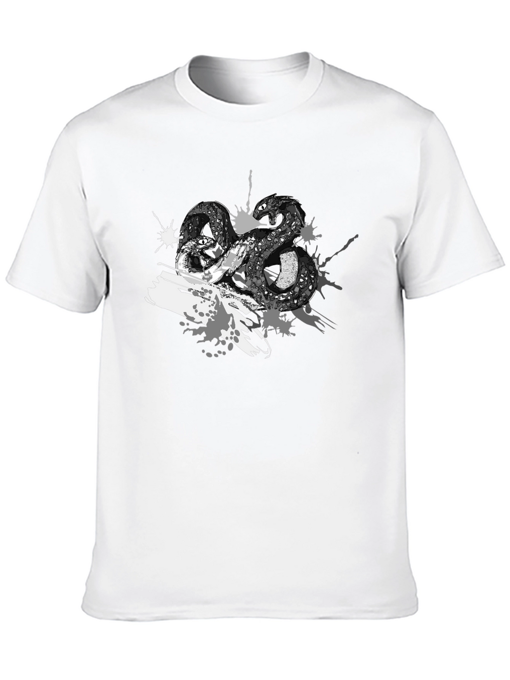 Mens Black T-Shirt with Snake Print