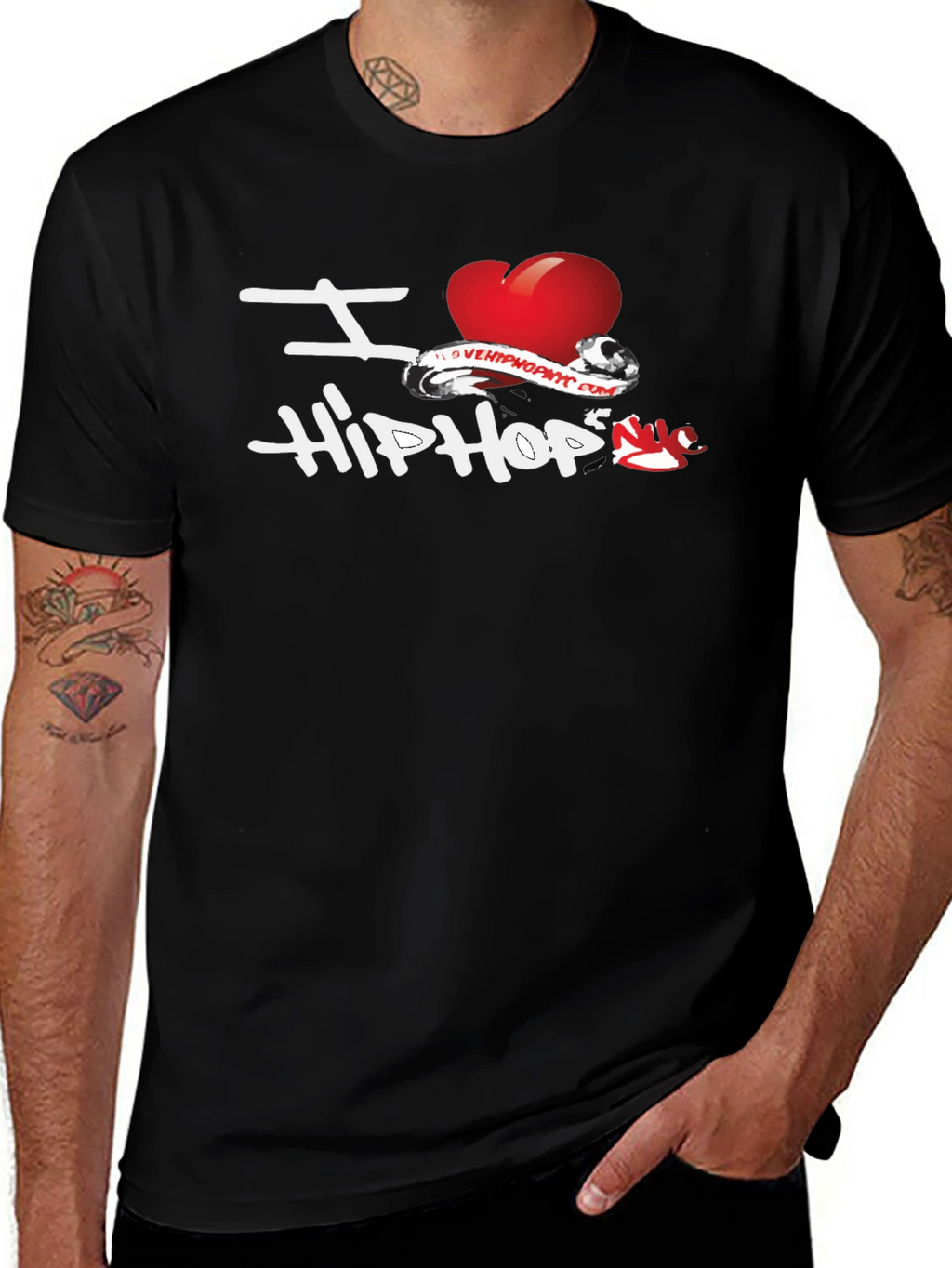 I Love Hip Hop Black Graphic T-Shirt
