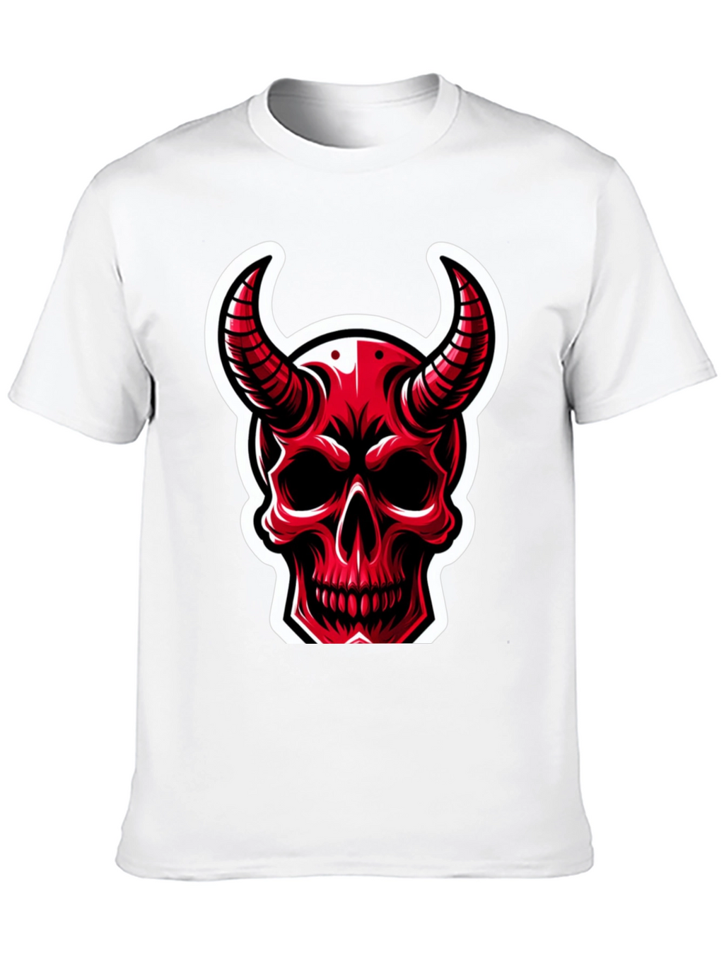 Red Devil Skull Graphic T-Shirt - Black Cotton Tee