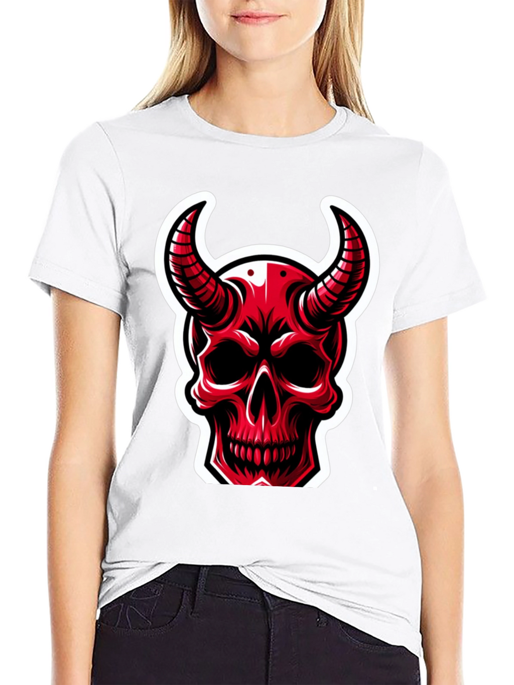 Red Devil Skull Graphic T-Shirt - Black Cotton Tee