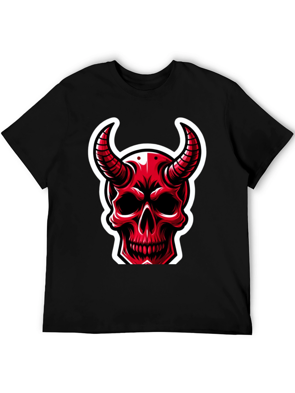 Red Devil Skull Graphic T-Shirt - Black Cotton Tee