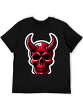 Red Devil Skull Graphic T-Shirt - Black Cotton Tee