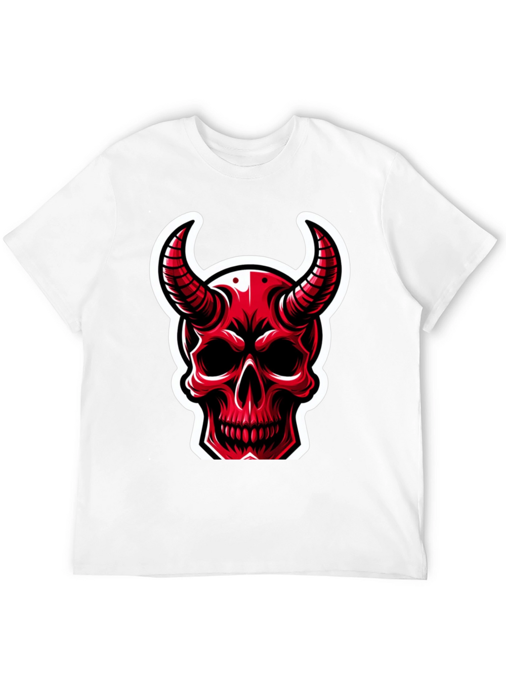 Red Devil Skull Graphic T-Shirt - Black Cotton Tee