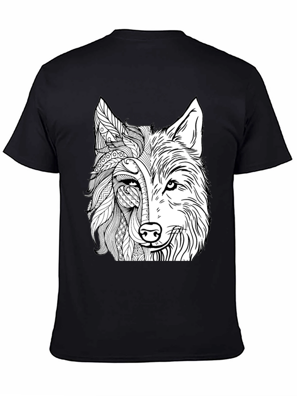 Wolf Graphic Print Black T-Shirt