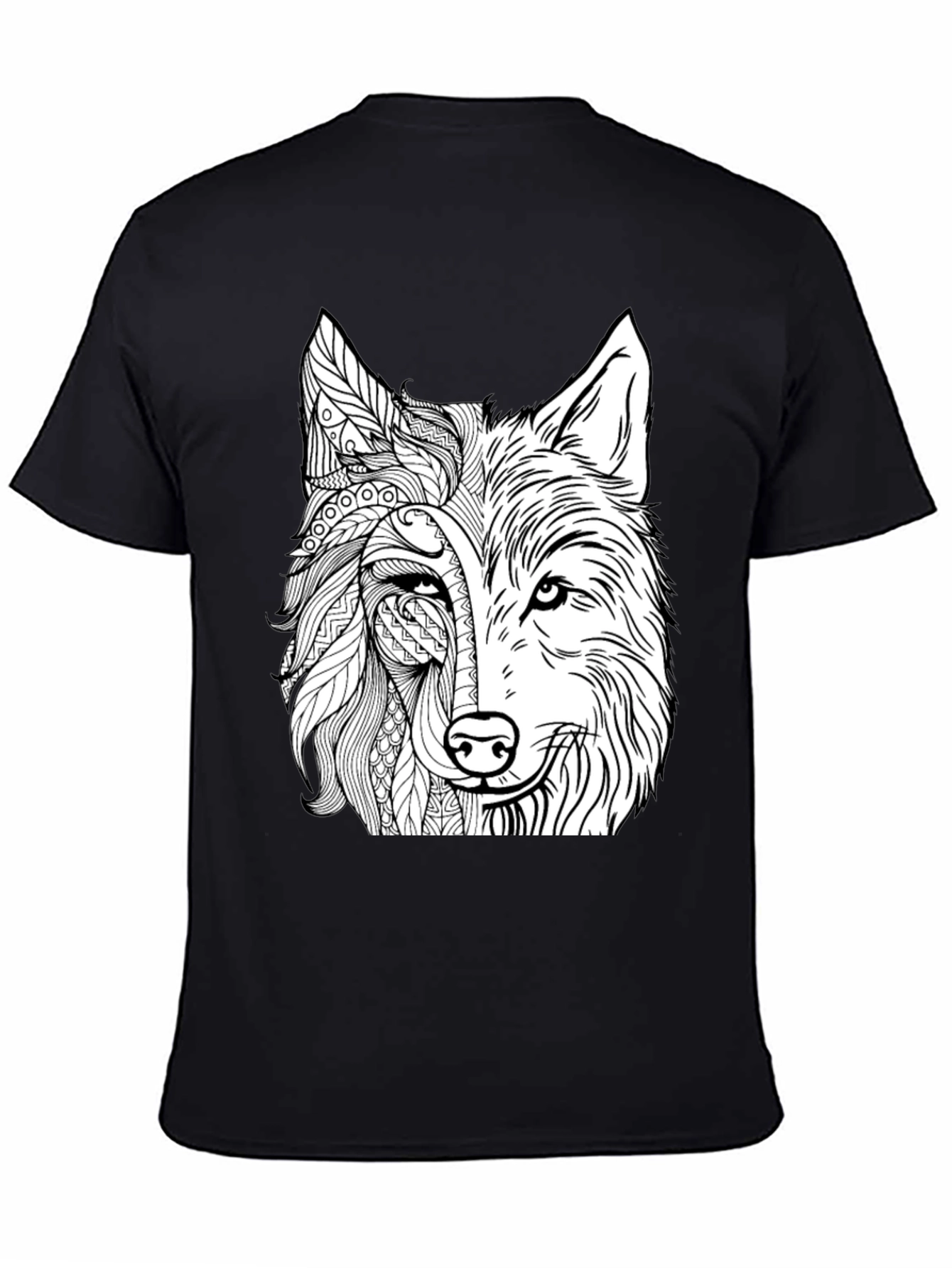 Wolf Graphic Print Black T-Shirt
