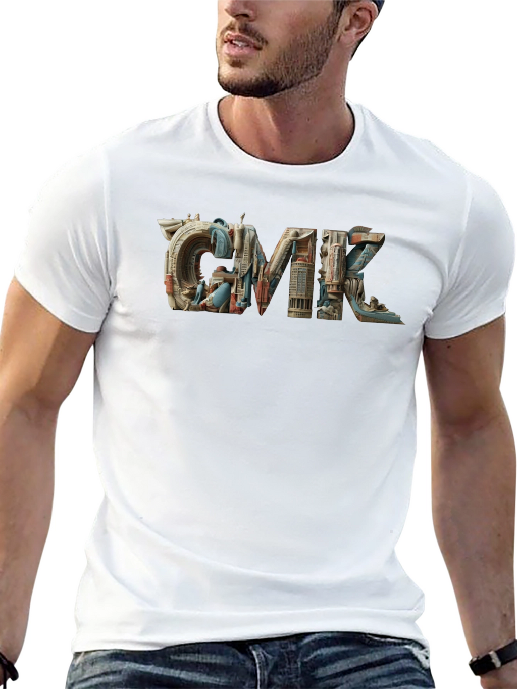 Architectural CMK Graphic T-Shirt - Black Cotton Blend