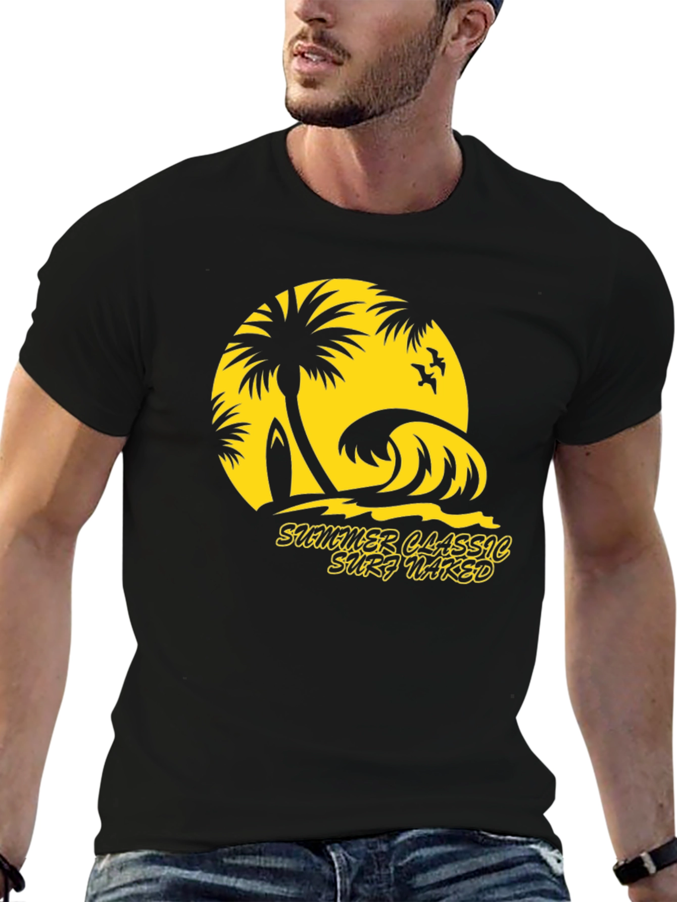 Summer Classic Surf Naked Graphic T-Shirt