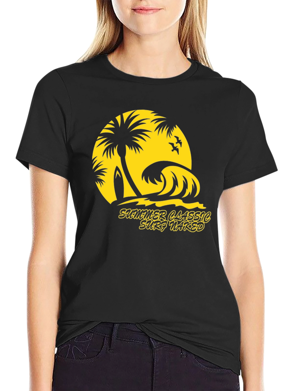 Summer Classic Surf Naked Graphic T-Shirt