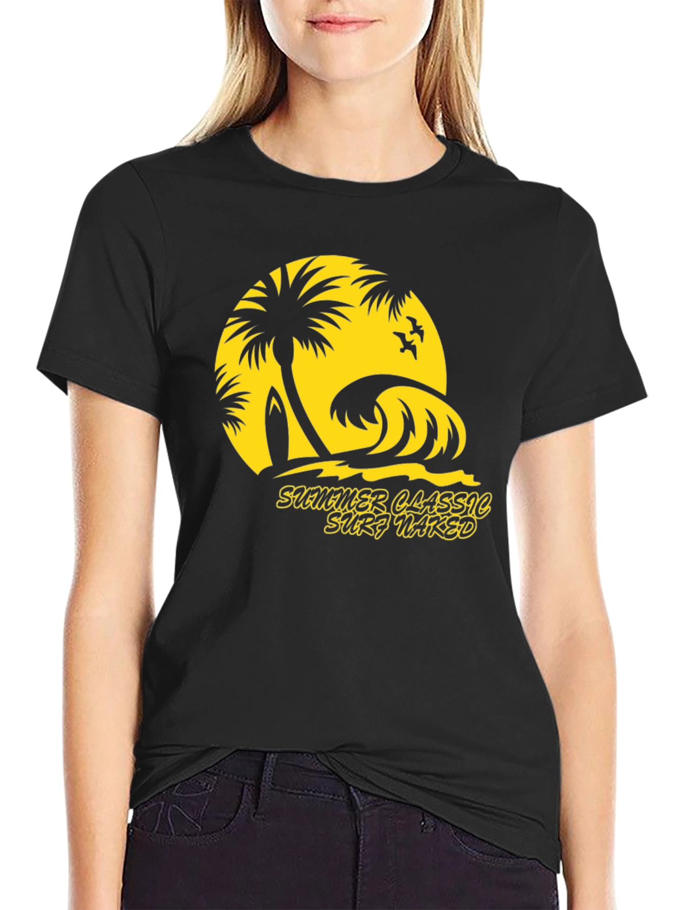 Summer Classic Surf Naked Graphic T-Shirt