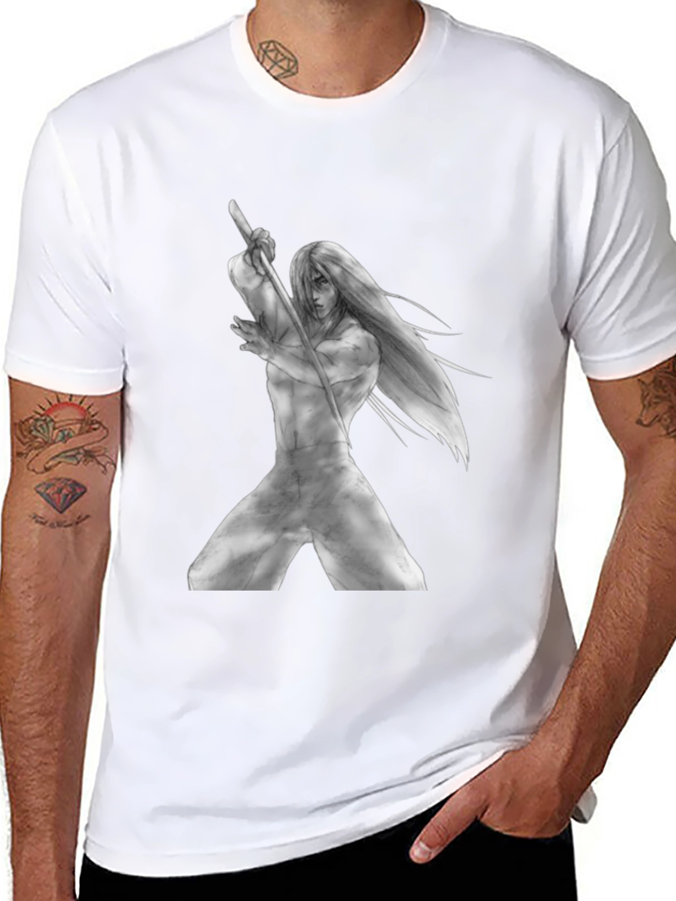 Unique Graphic Tee - Manga Samurai Style
