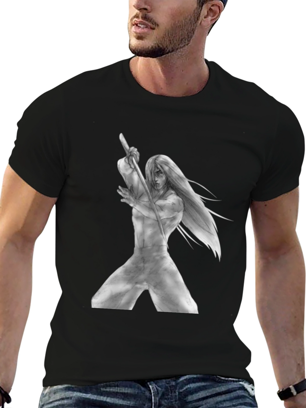 Unique Graphic Tee - Manga Samurai Style