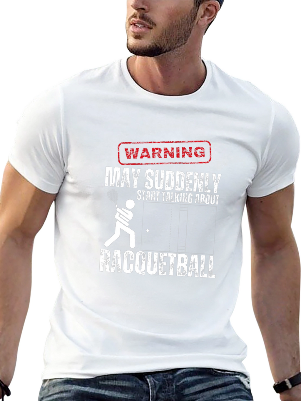 Warning Racquetball T-Shirt: Funny Player Tee